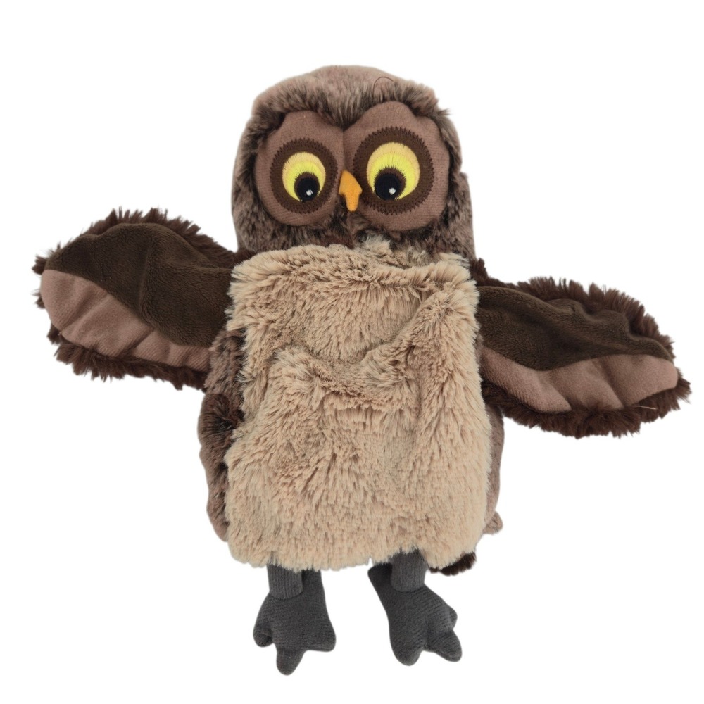 Unbranded Owl Hand Puppet Kids OS Brown Plush Bird Toy Embroidered Eyes Pretend